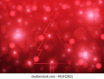 Abstract christmas red background and bokeh vector illustration