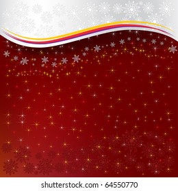 abstract christmas red background snowflakes with stars
