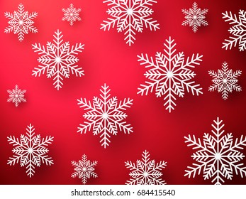 Abstract Christmas  red background with snowflakes. 2018 celebrate background.