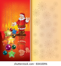 Abstract Christmas red greeting with Santa Claus