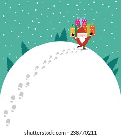 Abstract Christmas with Santa Claus and gift vector