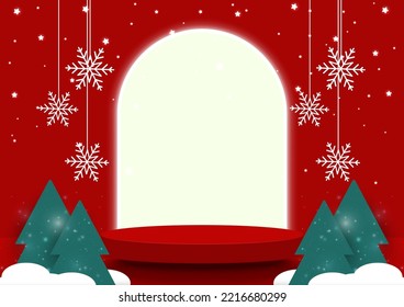 Abstract Christmas scene background design for product display. Vector illustration.