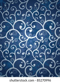 Abstract christmas seamless background on blue gradient background