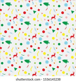 Abstract Christmas seamless pattern.  Bright Fun Christmas Patterns. 