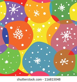 Abstract christmas seamless pattern with circles and snow