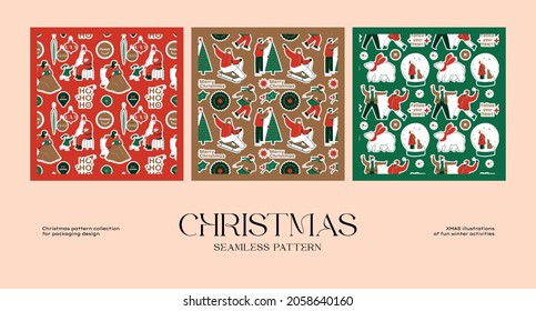 Abstract christmas seamless pattern collection to suit your branding identity or packaging design
