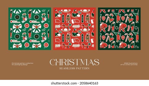 Abstract christmas seamless pattern collection to suit your branding identity or packaging design
