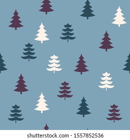 Abstract Christmas seamless pattern with decorative Christmas tree. Print for greeting cards, fabric or wrapping paper designs.  Eps 10 vector illustration.
