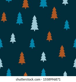 Abstract Christmas seamless pattern with decorative Christmas tree. Print for greeting cards, fabric or wrapping paper designs.  Eps 10 vector illustration.
