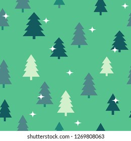 Abstract Christmas seamless pattern of different christmas tree. Print for greeting cards, fabric or wrapping paper designs.  Eps 10 vector illustration.

