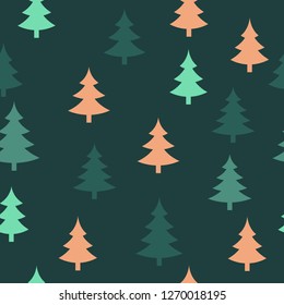Abstract Christmas seamless pattern of different christmas tree. Print for greeting cards, fabric or wrapping paper designs.  Eps 10 vector illustration.

