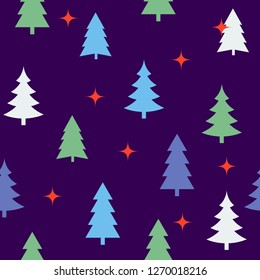 Abstract Christmas seamless pattern of different christmas tree. Print for greeting cards, fabric or wrapping paper designs.  Eps 10 vector illustration.

