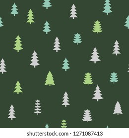 Abstract Christmas seamless pattern of different christmas tree. Print for greeting cards, fabric or wrapping paper designs.  Eps 10 vector illustration.

