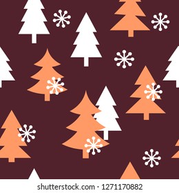 Abstract Christmas seamless pattern of different christmas tree. Print for greeting cards, fabric or wrapping paper designs.  Eps 10 vector illustration.


