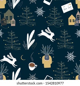 Abstract Christmas Seamless Pattern. Holiday Modern Background.