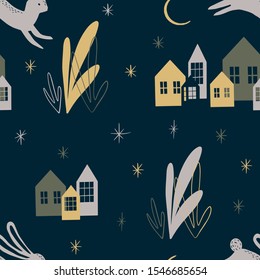 Abstract Christmas Seamless Pattern. Holiday Modern Background.