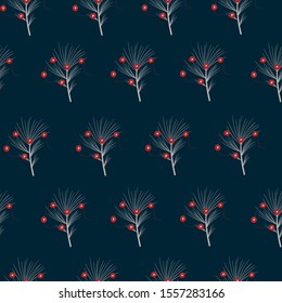Abstract Christmas Seamless Pattern. Holiday Dark Blue Background.