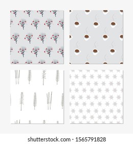 Abstract Christmas Seamless Pattern Set. Holiday Collection.