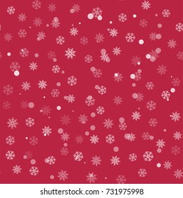 abstract Christmas seamless pattern from white snowflakes on red background. For holiday, new year, celebration, party. Vector illustration.