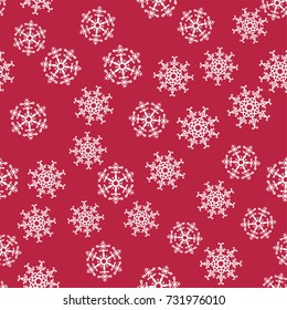 abstract Christmas seamless pattern from white snowflakes on red background. For holiday, new year, celebration, party. Vector illustration.