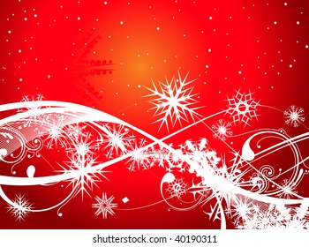 Abstract christmas snow on red background, vector illustration for xmas