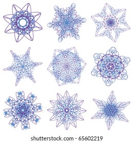 Abstract Christmas snowflake consisting of set of elements
