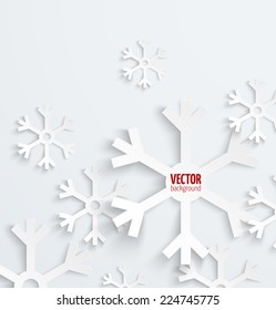 Abstract christmas snowflake paper 3D backbround. Vector illustration