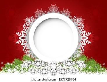 Abstract Christmas snowflake with star light on dark red vintatge background for greeting card
