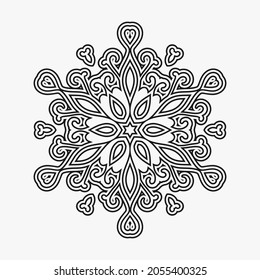 Abstract christmas snowflake. The winter design element is isolated on a white background. Vector New Year's illustration.