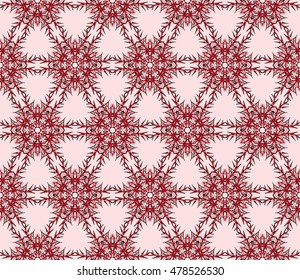 Abstract Christmas snowflakes background rose color . Seamless vector illustration. For design and printing.