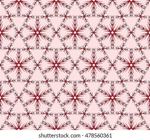 Abstract Christmas snowflakes background rose color . Seamless vector illustration. For design and printing.