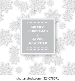 Abstract Christmas Snowflakes background with square space for text - cut from paper concept. Vector illustration eps10.