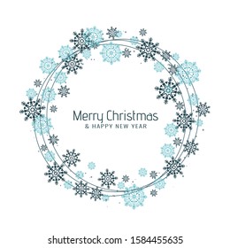 Abstract Christmas snowflakes circular frame design