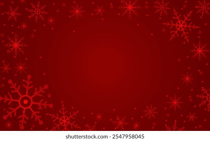 Abstract Christmas Snowflakes On Red Background