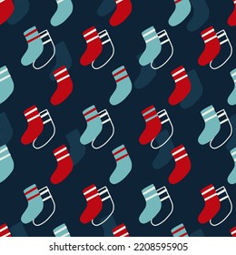 Abstract Christmas Socks Decoration Vector Graphic Seamless Pattern can be use for background and apparel design