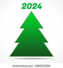 Abstract christmas tree 2024 isolated on white background. Vector illustration
