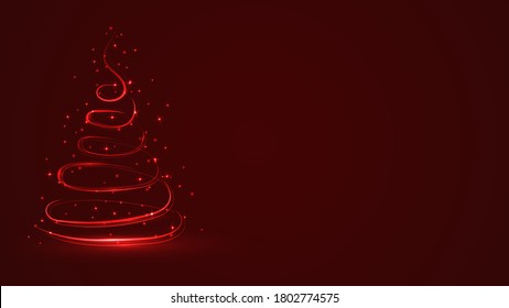 Abstract christmas tree background. Banner with the symbol of the Christmas tree with place for your design. Red color