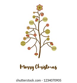 abstract christmas tree balls postcard background