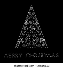 abstract christmas tree - black and white
