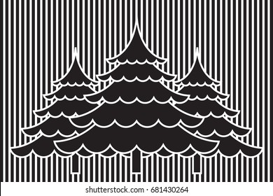 Abstract christmas tree with Black and white vector for background illustration.