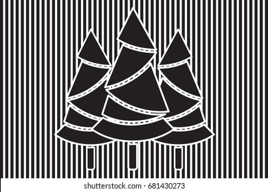 Abstract christmas tree with Black and white vector for background illustration.