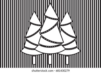 Abstract christmas tree with Black and white vector for background illustration.