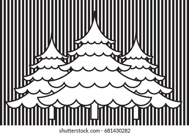 Abstract christmas tree with Black and white vector for background illustration.