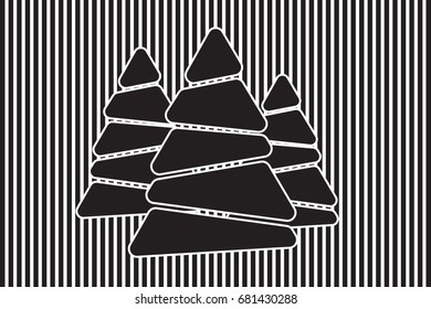 Abstract christmas tree with Black and white vector for background illustration.