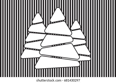 Abstract christmas tree with Black and white vector for background illustration.