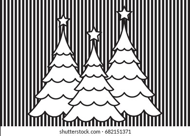 Abstract christmas tree with Black and white vector for background illustration.