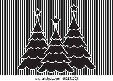 Abstract christmas tree with Black and white vector for background illustration.