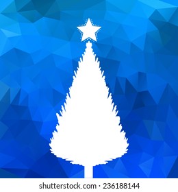 Abstract Christmas tree with blue background