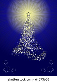 Abstract Christmas tree - blue background