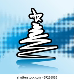 Abstract christmas tree with blue background